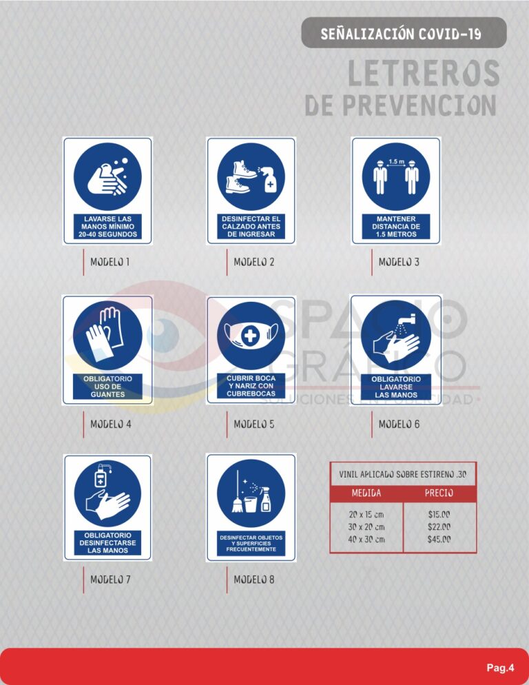 Señalamientos para prevención Covid